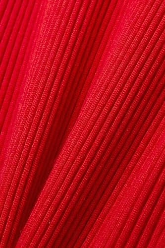 Hanaoops Suéter Mujer de Cuello Alto Mangas Largas Elegante Jersey Interior Delgado Camisetas de Punto Grueso Básico Rojo