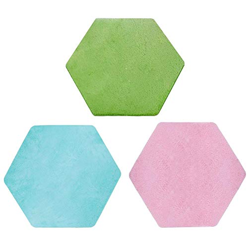 Hangarone Alfombra hexagonal para el suelo, alfombra suave de terciopelo de seda gruesa, lavable, alfombra hexagonal para niños, tienda de juegos suave y hexagonal