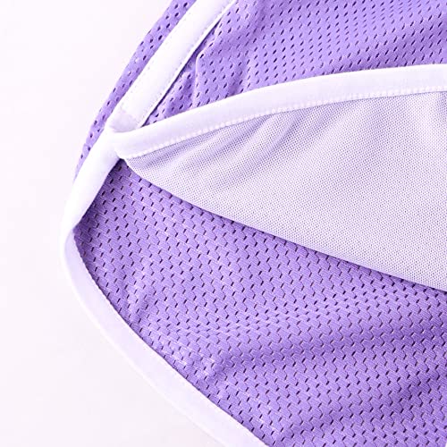 Hanyomo Mujer Fitness Malla Corriendo Pantalones Cortos Retro Yoga Culturismo Ligero Atlético Bermudas Púrpura XL