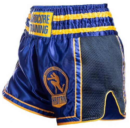 Hardcore Training Muay Thai - Pantalones cortos para hombre, color azul, azul, L