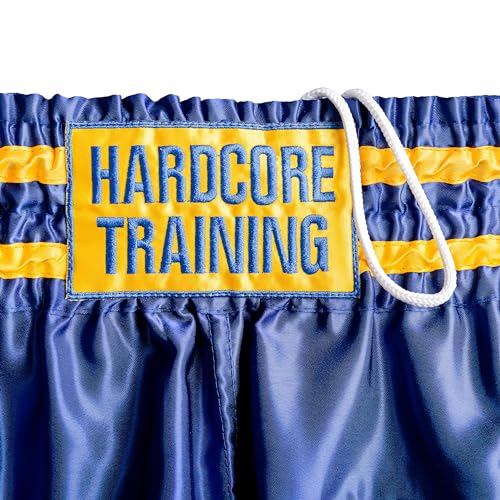 Hardcore Training Muay Thai - Pantalones cortos para hombre, color azul, azul, L