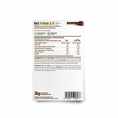 Harina de Avena de Sabores de HSN | Sabor Brownie 3 Kg = 60 Tomas por Envase - Instant Oatmeal - Ideal Tortitas de Avena y Claras, Batidos | Sin Azúcares añadidos