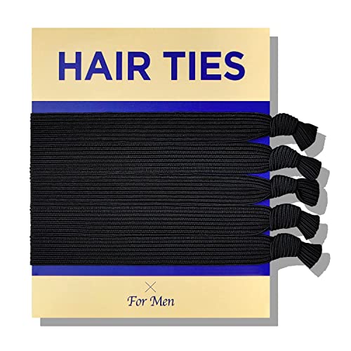 HAVHAF Lazos anudados para el cabello para hombres para hombres (ancho, negro), Sin daños Rotura de pliegues Corbata para el cabello para hombres con cabello largo, para bollos 5 Unidad (Paquete de 1)
