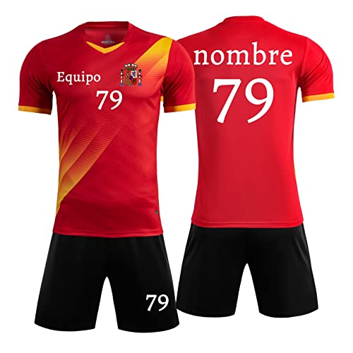 HDSD Camiseta de Fútbol y Pantalón Corto Personalizados-Equipación Fútbol personalizada Niños y Adultos con Nombre, Número, Logotipo del Equipo