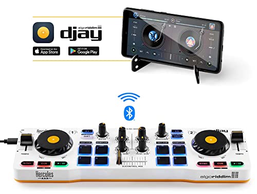 Hercules DJControl Mix – Controladora de DJ Inalámbrica Bluetooth para Smartphones – Aplicación djay – 2 Decks