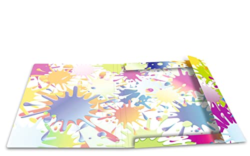 HERMA 19293 Carpeta A3 Impresiones con manchas de color, carpeta para niños con tensor de esquinas de cartón con impresión interior y goma elástica, carpeta estable de cartón para niños y niñas
