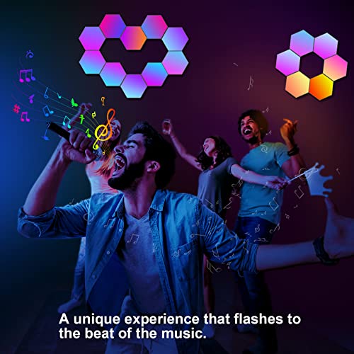 Hexagonal LED Pared Luces 8pcs RGB Gaming Panel — Sincronización de Música Hexagonales Gamer Habitacion Pared Decoracion Lampara Smart App…