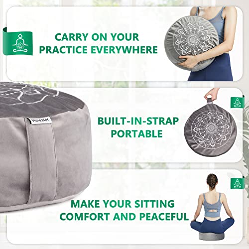 Hihealer Cojín de meditación para el suelo, con 2 fundas de 16 x 16 x 5 pulgadas, almohada de meditación para sentarse en el suelo, accesorios de meditación de yoga Zafu para mujeres y hombres