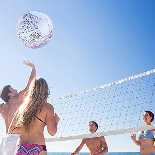 Hileyu 4 Piezas Pelotas de Playa Inflables con Purpurina de Confeti Bola de Fiesta de Piscina Transparente para Juguete Acuático de Playa de Verano Piscina y Fiesta