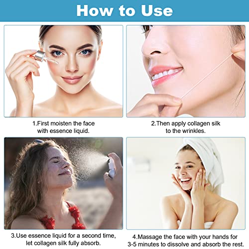 Hilo de Seda de Colágeno, Hilo de Proteína Soluble, 120pcs Hilo de Colágeno para Face Lifting, Promover la Absorción de Esencia Facial, Reduce las Arrugas (10 Pack)