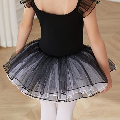 HIPPOSEUS Niña Maillot de Danza Tutú Vestido de Ballet Gimnasia Leotardo Body Clásico para Niñas Body Traje de Baile,Y04-Negro,2-3 Años