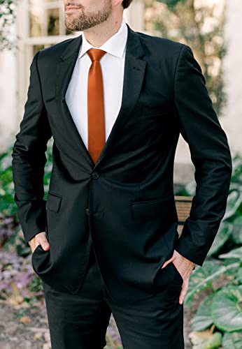 HISDERN Corbatas para hombre Corbatas delgadas de color naranja sólido para hombres Corbata de boda Corbata formal clásica de negocios para hombres 6 cm