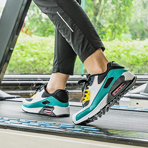 Hitmars Zapatillas de Deportivas Mujer Zapatos Correr Hombre Running Casual Sneakers Cordones Colchón de Aire Ligero Respirable Calzado Verde 38