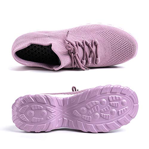 Hitmars Zapatillas Deportivas de Mujer Zapatos Running Fitness Gym Outdoor Sneaker Casual Mesh Transpirable Comodas Calzado Rosa 1 Talla 37