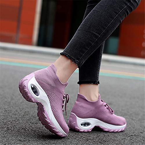 Hitmars Zapatillas Deportivas de Mujer Zapatos Running Fitness Gym Outdoor Sneaker Casual Mesh Transpirable Comodas Calzado Rosa 1 Talla 37