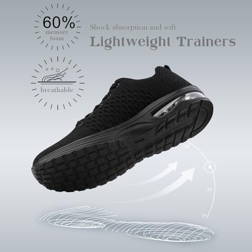 Hitmars Zapatillas Deportivos Mujer Zapatos Deportivas Hombre Running Tenis Aire Gimnasio Fitness Sneakers Zapatos para Correr Unisex A Negro EU 37