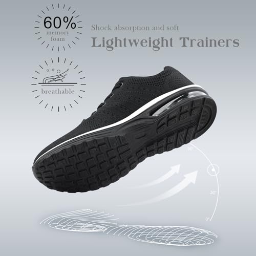 Hitmars Zapatillas Deportivos Mujer Zapatos Deportivas Hombre Running Tenis Aire Gimnasio Fitness Sneakers Zapatos para Correr Unisex B Negro EU 43