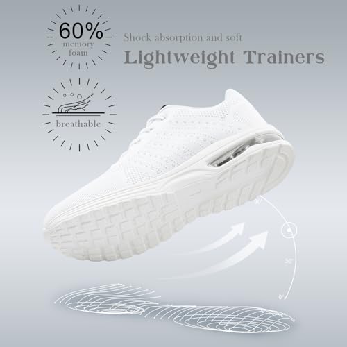 Hitmars Zapatillas Deportivos Mujer Zapatos Deportivas Hombre Running Tenis Aire Gimnasio Fitness Sneakers Zapatos para Correr Unisex Blanco EU 41