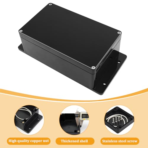 HIULLEN Caja de conexiones impermeable IP65, caja de distribución de 2 piezas Caja de conexiones exterior de plástico montada en superficie, Caja de proyectos electrónicos negra 100 x 68 x 50 mm