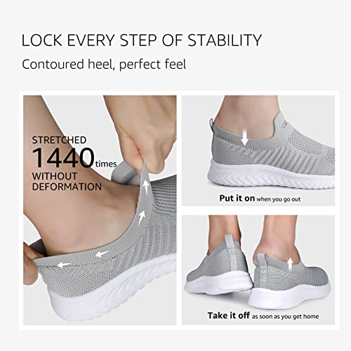 HKR Zapatillas para Caminar Mujer Transpirables y cómodos con Espuma viscoelástica Gris Claro 37 EU