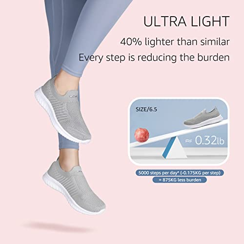HKR Zapatillas para Caminar Mujer Transpirables y cómodos con Espuma viscoelástica Gris Claro 37 EU