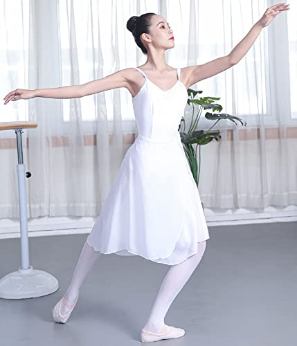 Hoerev Adulto Envoltura Envuelta Falda de Ballet Danza de Ballet Dancewear,Blanco,S