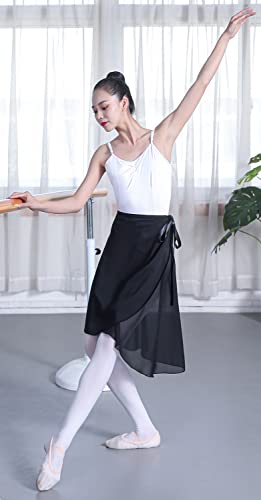 Hoerev Adulto Envoltura Envuelta Falda de Ballet Danza de Ballet Dancewear,Negro,XS