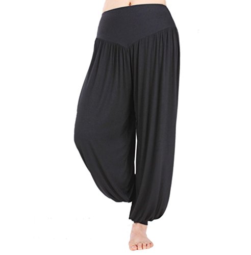 Hoerev Super Doux Pantalones de Spandex Modale Harem Yoga Pilates,Blanco,M
