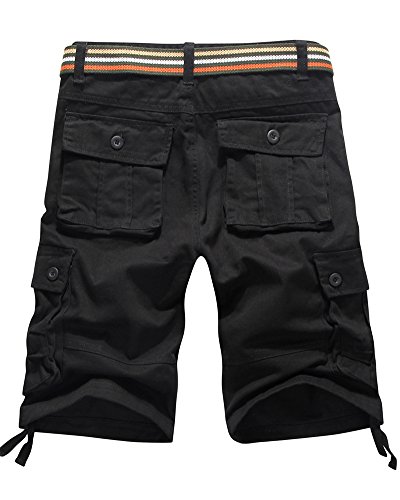 Hombres Pantalones Cortos Suelto Color Sólido Casual Ejercicio Shorts Negro 42