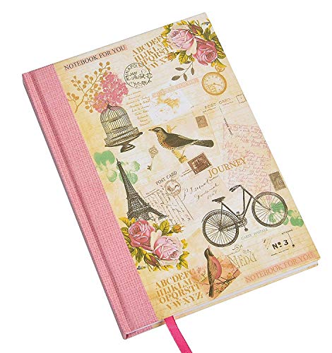 Home Fusion Cuaderno de Tapas Duras A5 Estilo Shabby Chic con Jaulas y Pájaros para Chicas Regalo Escuela