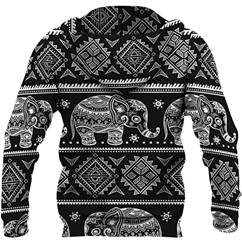 Honestyivan - Sudadera con capucha para hombre, diseño vintage con capucha de manga larga, estampado colorblock otoño invierno ligero cálido con cordón de sujeción suéter chaqueta suéter para hombre