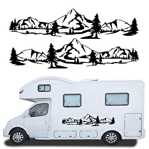 HOTEU - Adhesivos de vinilo para caravana y furgonetas, diseño de montaña universal