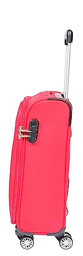 House Of Leather Maleta suave de 8 ruedas giratorias, equipaje expandible, bolsas de viaje de vacaciones Malaga, negro, marrón, rojo, Red, Cabin: H: 55 x L: 36 x W: 20 cm, 2.5kg, Maleta