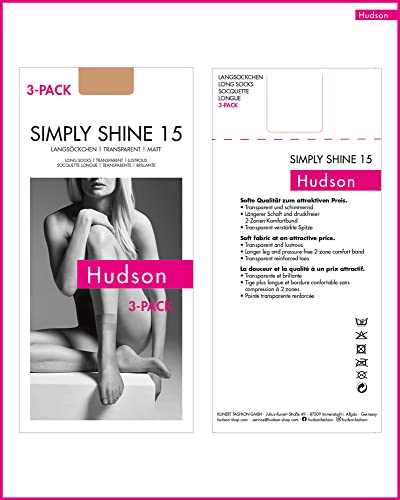 Hudson 030044 Calcetines, 15 DEN, Beige (Skin 0014), 35-38 (Pack de 3) para Mujer