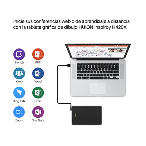 HUION Inspiroy H420X OSU Tabletas Gráficas, Lápiz óptico sin Batería de 8192 Niveles,Tableta de Dibujo de 4.17x2.6 Pulgadas Compatible con Windows/Mac/Android para Enseñanza en Línea