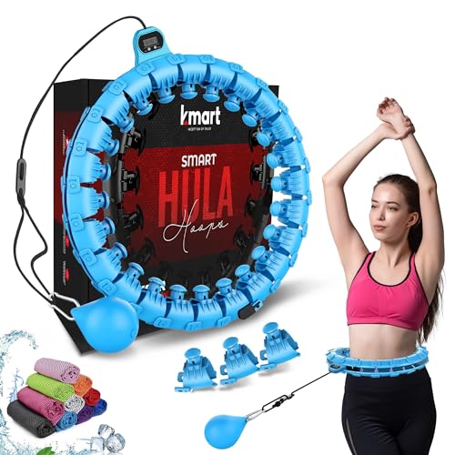 Hula Hoop inteligente con peso, ajustable, para ejercicio de fitness, 27 nudos (azul)