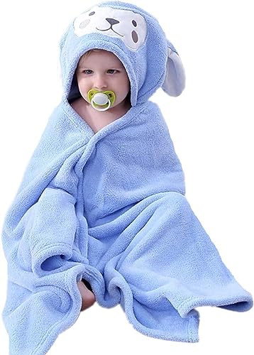 HUOCAI toalla de baño para niños, Toalla de bebé con capucha, Extra grande y absorbente Toalla de conejito para 0-5 años Niño y Niña, Toallas de Baño para Niños y Niñas (azul, 70x140cm)