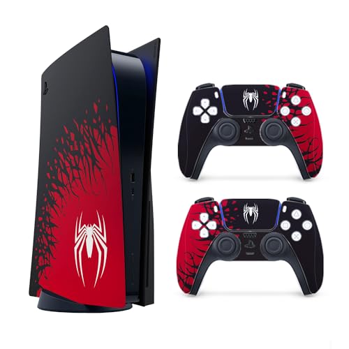 HYCARUS Spider - Man 2 PS5 Skin para Playstation 5 y PS5 DualSense Controller, Premium 3M Vinyl Cover Skins Wraps para Playstation 5 Disc Edition y PS5 Controller Skin Stickers (PS5 Disc Edition)