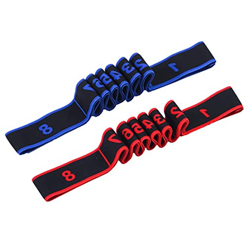 Hzyclzh 2 Piezas Banda Elástica de Gimnasia, Cintura Elástica de Yoga, Cinturón de Yoga de Múltiples Bucles, con Banda Elástica de 8 Bucles para Fitness, Entrenamiento de Baile y Gimnasia (Rojo, Azul)