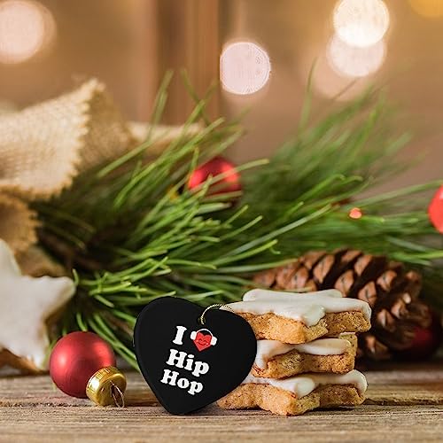 I Love Hip Hop Adornos de Navidad de cerámica colgante de Navidad para árbol de Navidad, fiesta en casa