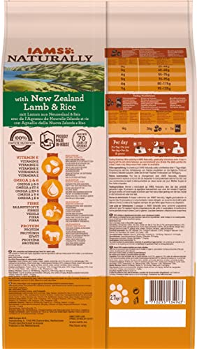 IAMS Naturally Comida Seca para Gatos Adultos con Cordero y Arroz de Nueva Zelanda, 2.7 kg