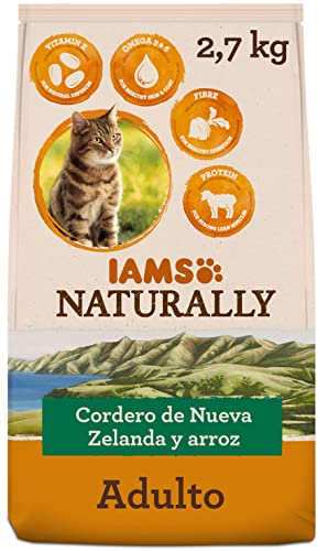 IAMS Naturally Comida Seca para Gatos Adultos con Cordero y Arroz de Nueva Zelanda, 2.7 kg