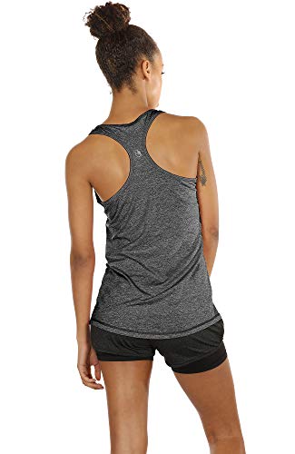 icyzone - Camiseta deportiva de tirantes con espalda estilo nadadora para mujer, para yoga, correr, fitness, camiseta multifunción, 3 unidades, XXXL