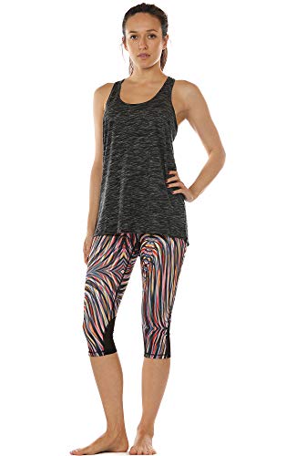 icyzone Camiseta sin Mangas de Suelta Racerback Fitness para Mujer para Yoga Correr -L-Negro