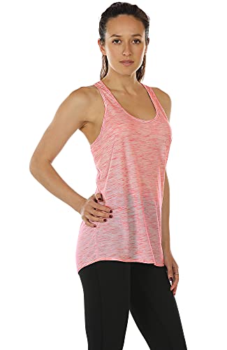icyzone Camiseta sin Mangas de Suelta Racerback Fitness para Mujer para Yoga Correr -L-Roja