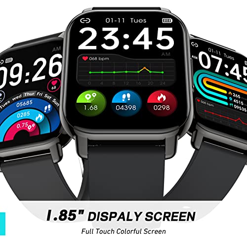 IDEALROYAL P66 Reloj Inteligente Hombre Mujer con Llamadas y Asistente Voz, 1.85" Smartwatch Deportivo con Pulsómetro Monitor de Sueño 24 Modos Deporte, IP68 Impermeable Smart Watch para iOS Android