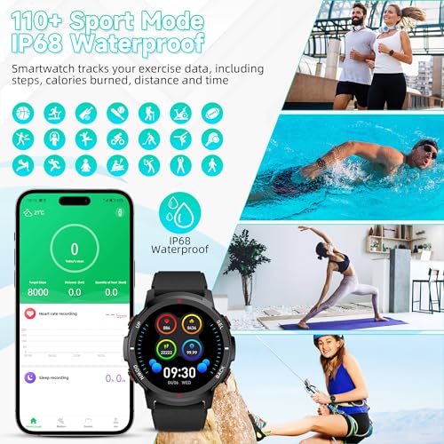 IDEALROYAL S52 Reloj Inteligente Hombre, 1.39" Smartwatch con Llamadas Bluetooth, Pulsómetro, Monitor de Sueño, Deportivos Impermeable IP68 Pulsera Actividad con 110+ Modos Deportivos para Android iOS