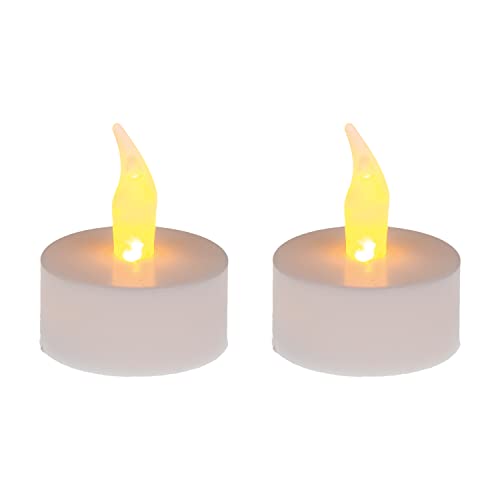 Idena 408982 - Velas de té LED, 2 piezas, velas eléctricas con luz parpadeante, pilas incluidas, decoración para bodas, fiestas, Navidad, Pascua, como luz de ambiente