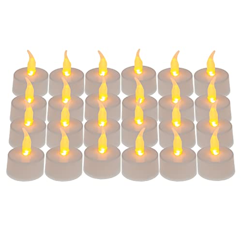 Idena 50023 - Velas de té LED, 24 piezas, velas eléctricas con luz parpadeante, pilas incluidas, decoración para bodas, fiestas, navidad, en caja, pascua, como luz de ambiente