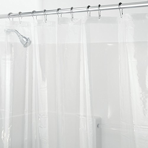 iDesign Cortinas de baño de tela, cortina impermeable de poliéster de 180,0 cm x 200,0 cm, cortina de ducha resistente al moho, transparente